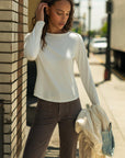 Parchment Long Sleeve Boat Neck Top