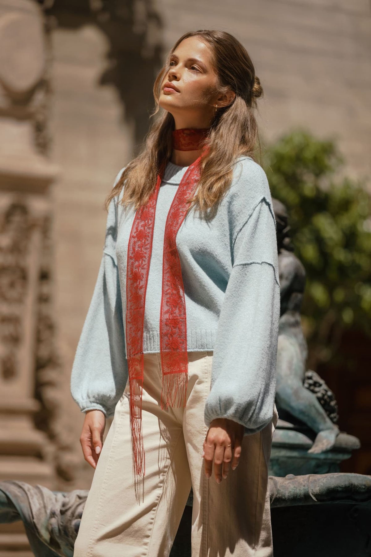 Skyway Long Bubble Sleeve Crop Sweater