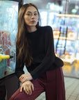 Black Long Sleeve Mock Neck Sweater
