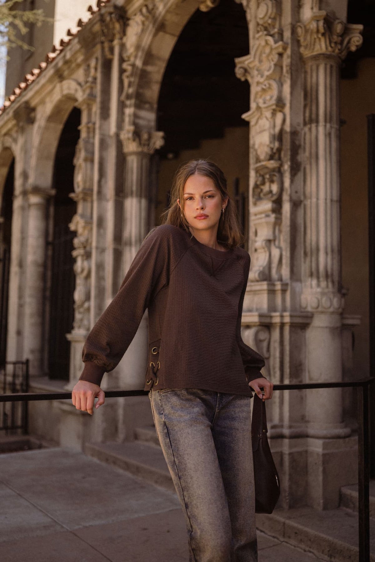 Fudge Long Sleeve Side Grommet Top