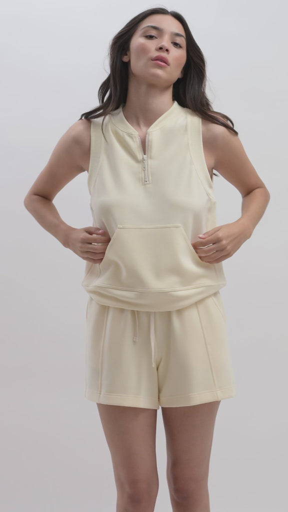 Pearl Sleeveless Half Zip Sweatshirt