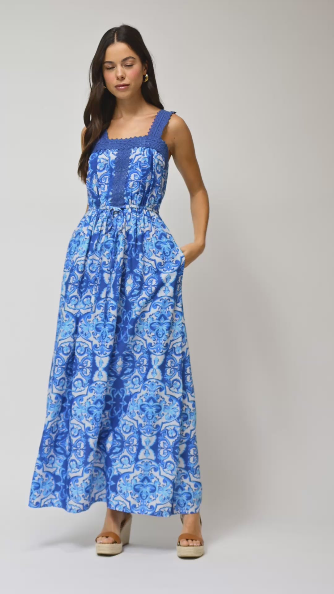 Cobalt Square Neck Maxi Dress Video 
