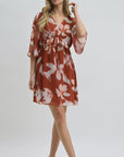 Paprika A-line Flutter Sleeve Dress