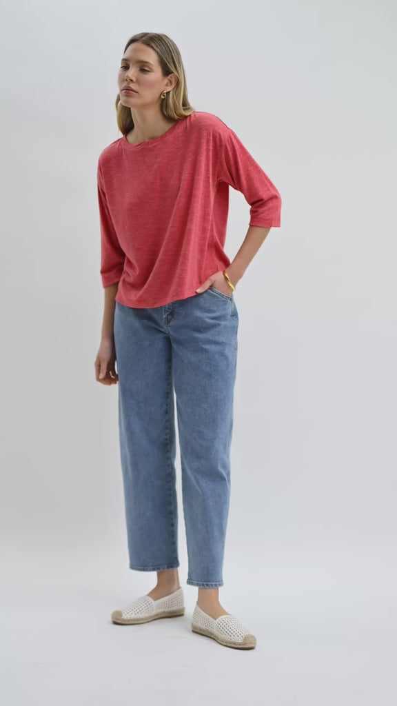 Medium Indigo Denim Embroidered Straight Leg Crop Jean Video