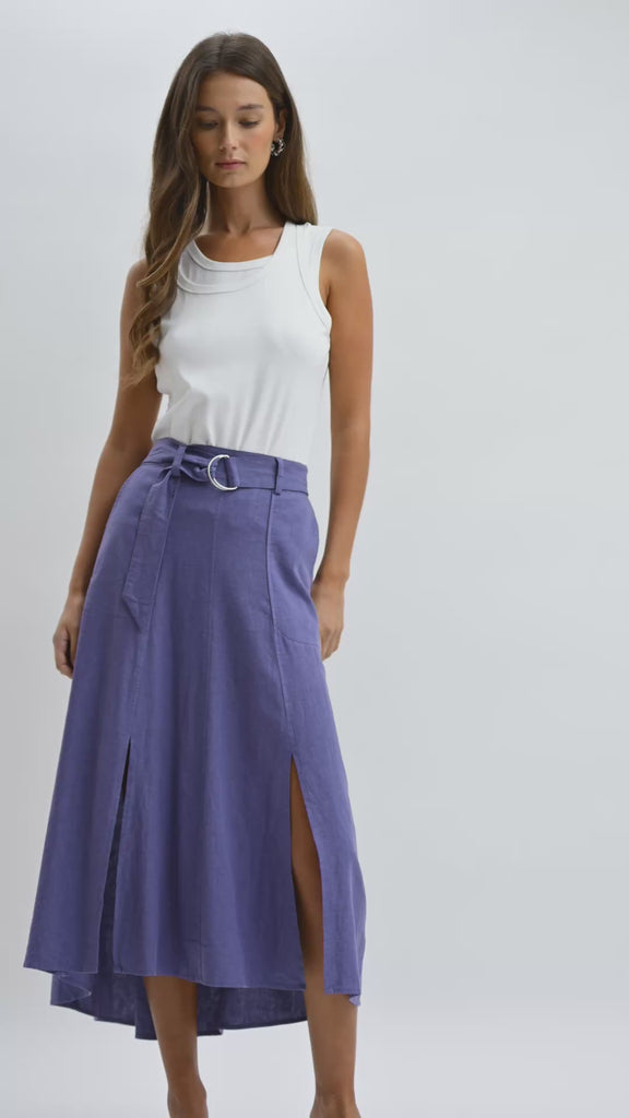  White Layered Tank and Double Slit Midi Skirt Video