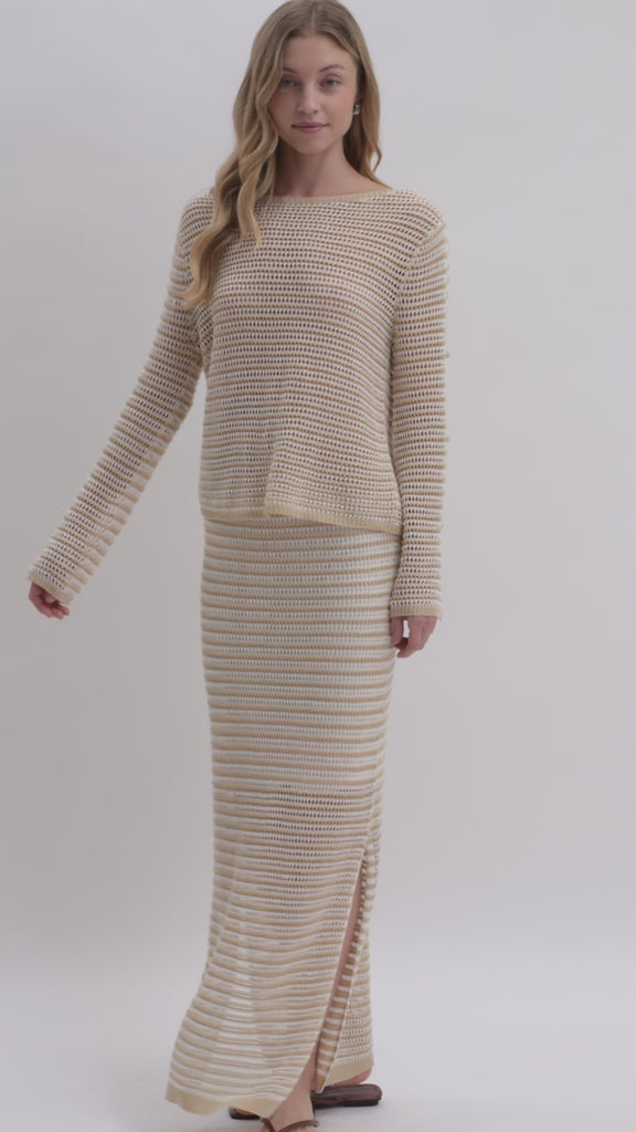 Latte Boat Neck Crochet Top