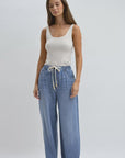 Medium Indigo Denim Adjustable Waist Wide Leg Jean Video 