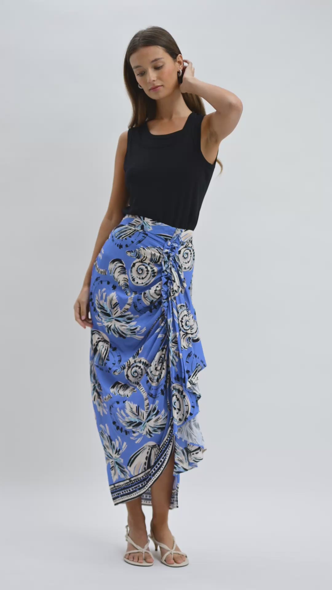 Black Layered Tank and Ocean Faux Wrap Skirt Video  