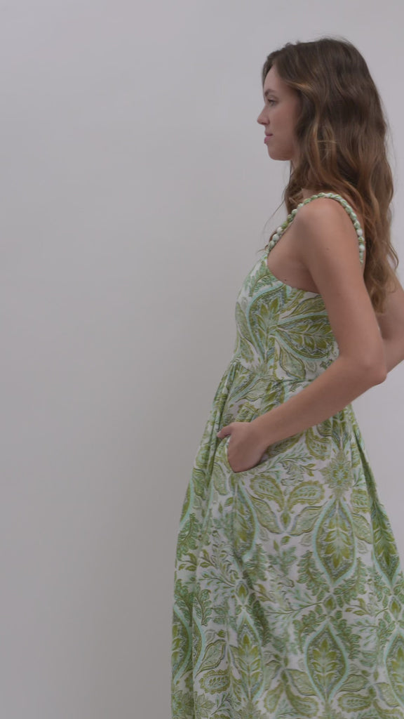 Printed Empire Waist Maxi Dress Pear video