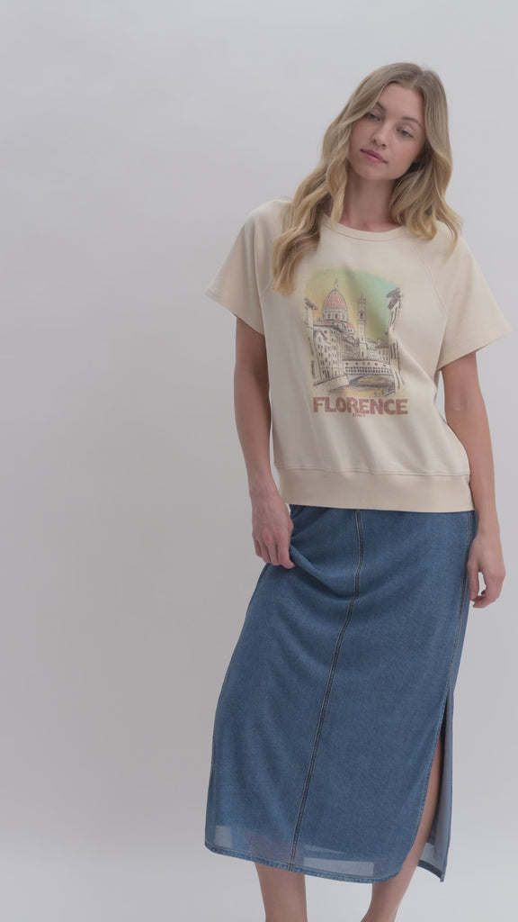 Ecru Short Sleeve Sweatshirt