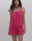 Bright Rose Beaded Neck A-Line Top and crochet short video