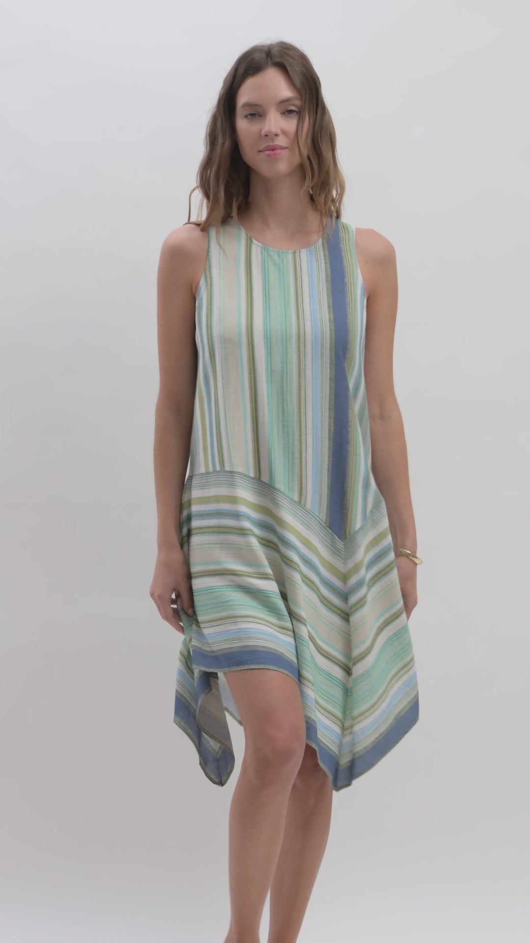 Blue Striped Handkerchief Dress