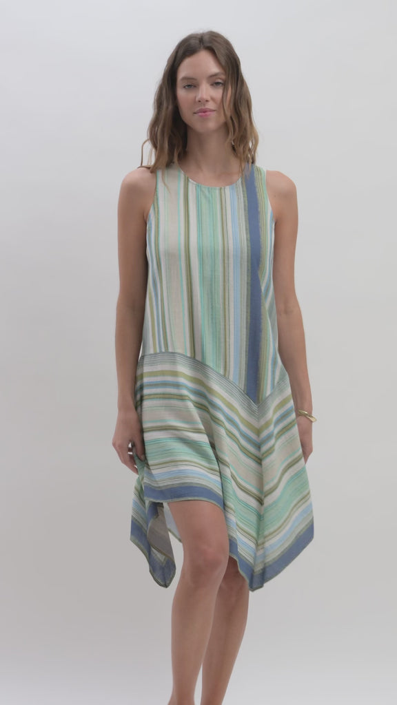 Blue Striped Handkerchief Dress