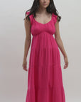 Bright Rose Empire Waist Tiered Maxi Dress Video