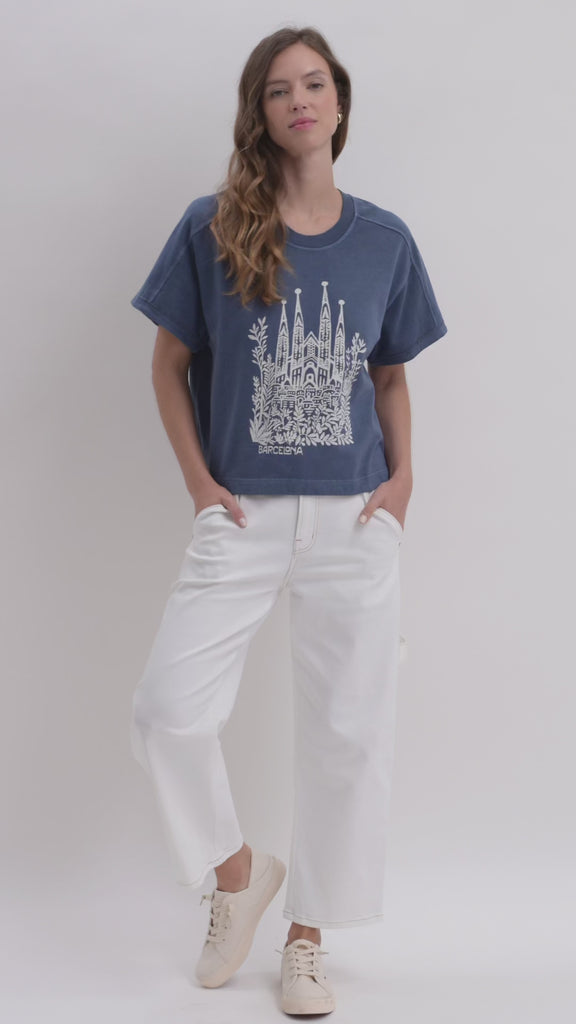 Short Sleeve Cropped Tee Cadet Blue video