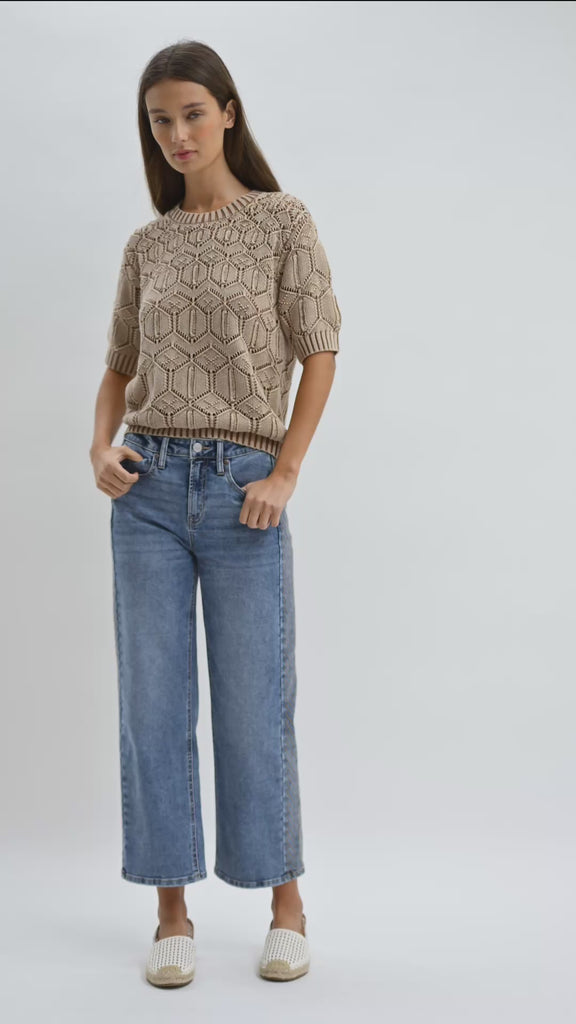 Burlap Short Sleeve Distressed Sweater Video