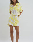 Yellow Relaxed Dolman Sleeve Top and Welt Pocket Shorts Video 