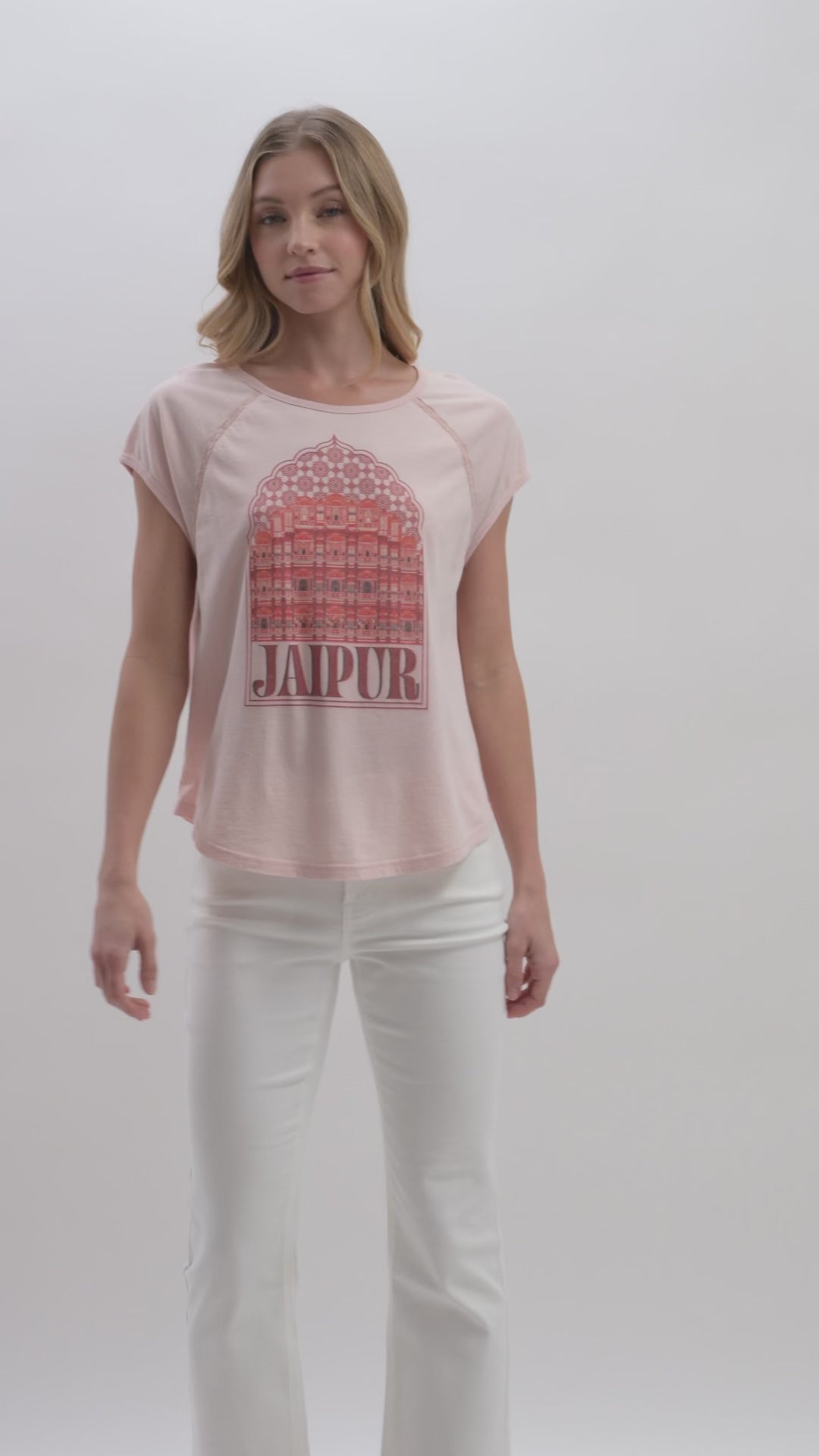 Pink Raglan Sleeve Graphic Tee Video