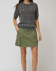 Short Sleeve Distressed Sweater and Olive Patch Pocket Twill Skirt Video