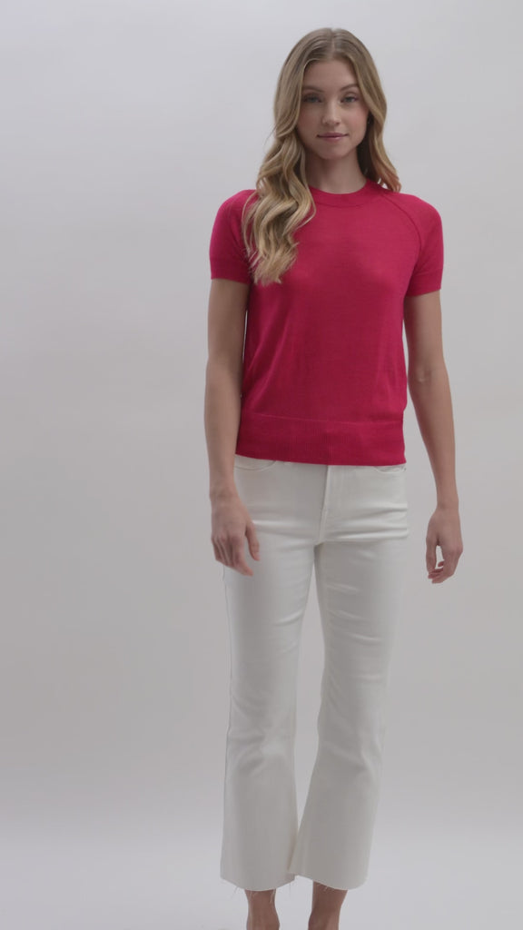Bright Rose Short Sleeve Sweater Video