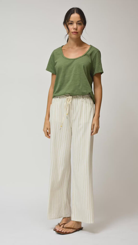 Cream Adjustable Waist Wide Leg Video