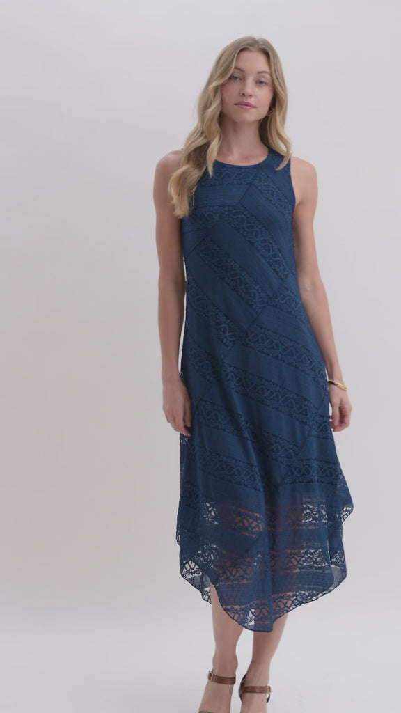 Blue Opal Ribbon Lace Dress