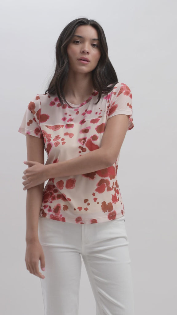 Pink Multi Print Short Sleeve Mesh Tee video